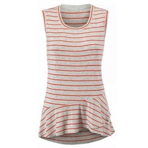 CAbi #5331 Orange Stripe Peplum Sleeveless Top